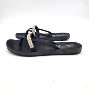 Seven7 Shoes Womens 9 Bondi Flats Thong Sandals Black